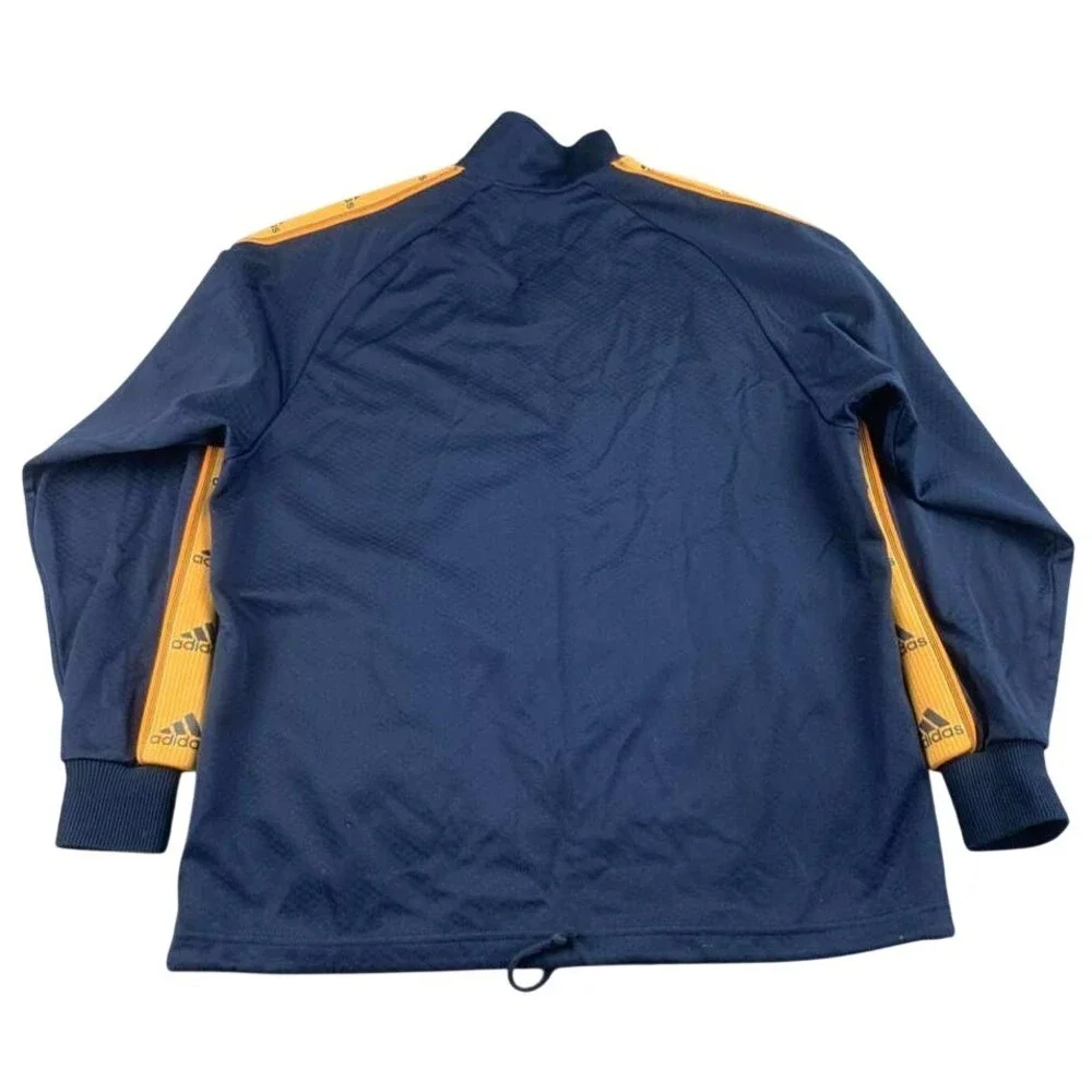 Y2k Adidas Track Jacket Men M Blue Orange Stripe Multi Logo Drawstring Made 2008
